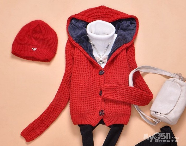 连帽<em>加绒</em>加厚纯色长袖<em>毛衣</em>外套 现货团 50元一