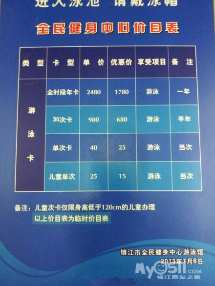 附一张上个星期天在新游泳馆拍的价格表 本帖最后由 一笑百步颠 于