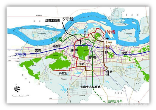 从市发改委了解到,我市已编制了《镇江轨道交通线网规划》,根据图片
