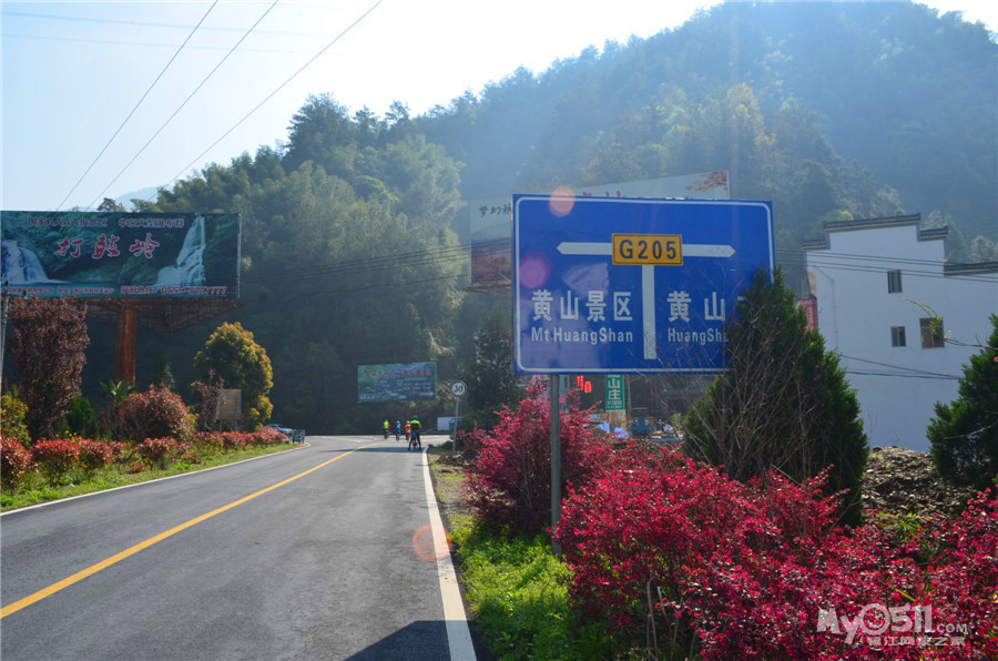 到达儒村,左转上国道g205,往汤口(黄山南大门)方向
