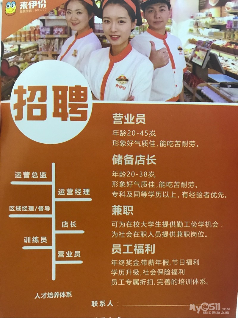 镇江来伊份食品有限公司新开门店人员招聘中…
