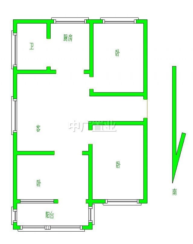 三室一厅72 平方米8612元/平米 户型建筑面积单价 高层住宅高档装修