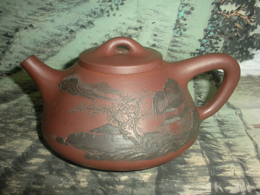 民工款泥绘石瓢壶