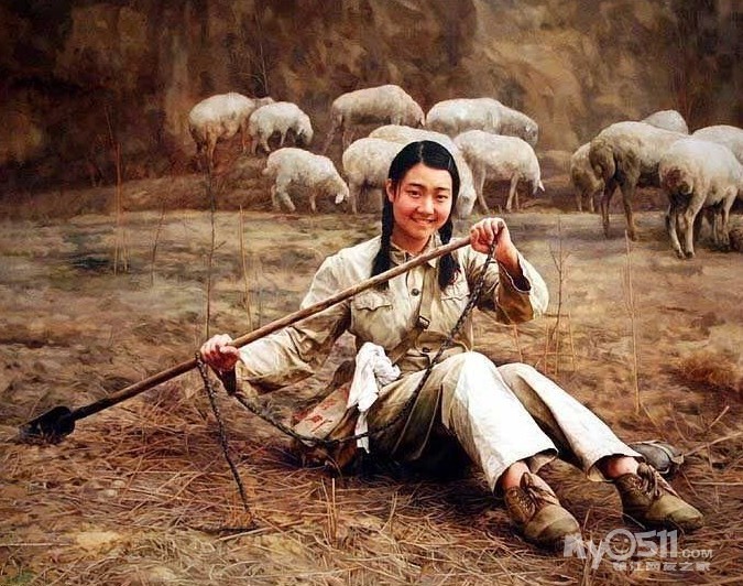 笫二幅油画   王国斌油画《让我们荡起双桨》,据说初展时很多知青