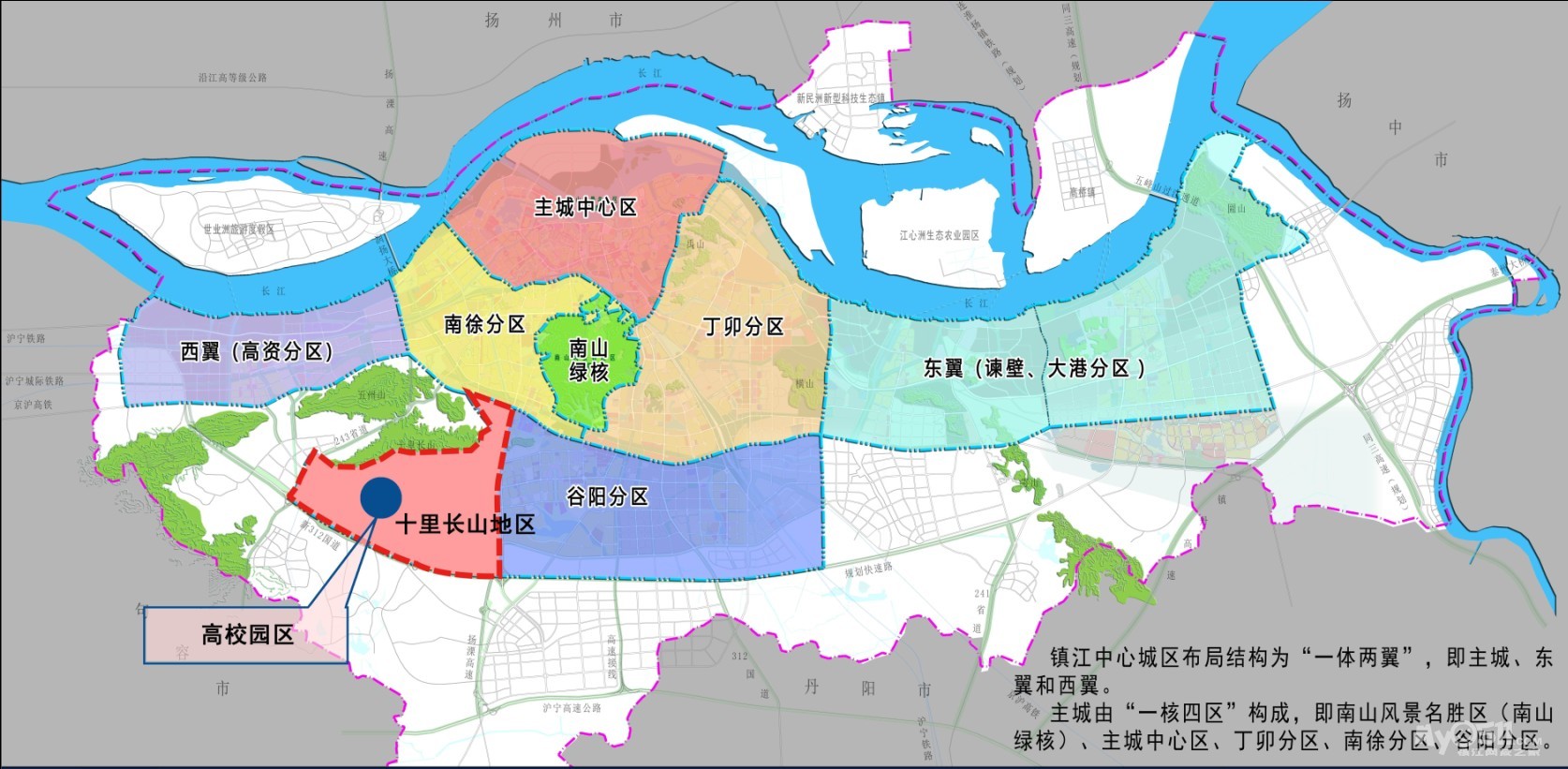 鎮江市高校園區位置圖