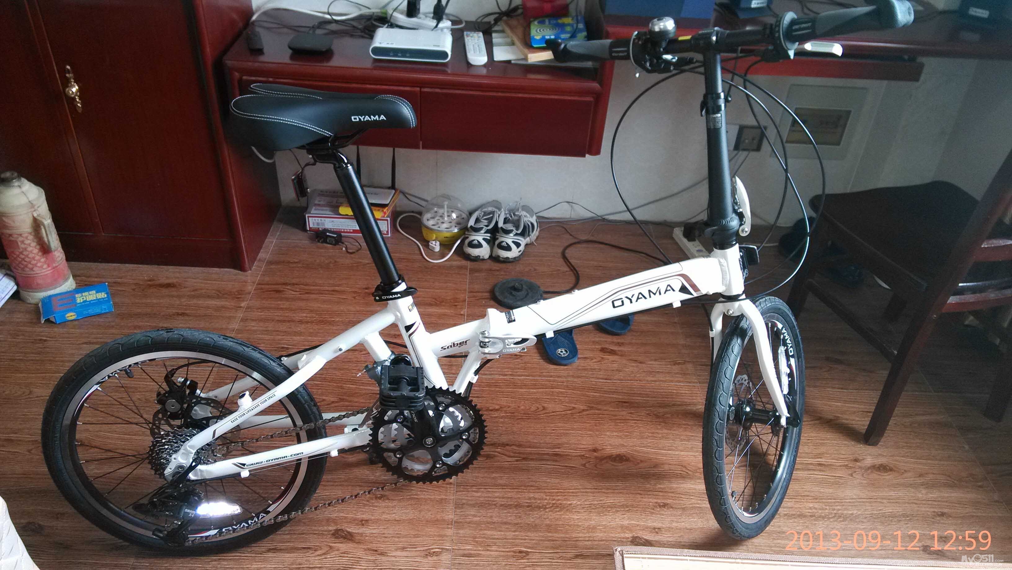 转让正品台湾oyama/欧亚马 2013款迅捷pro m990碟刹铝合金折叠自行车