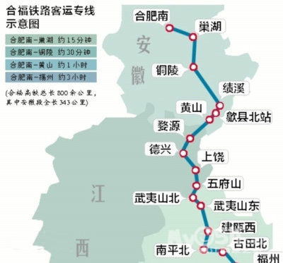 合福高铁试运行 横跨安徽,江西,福建