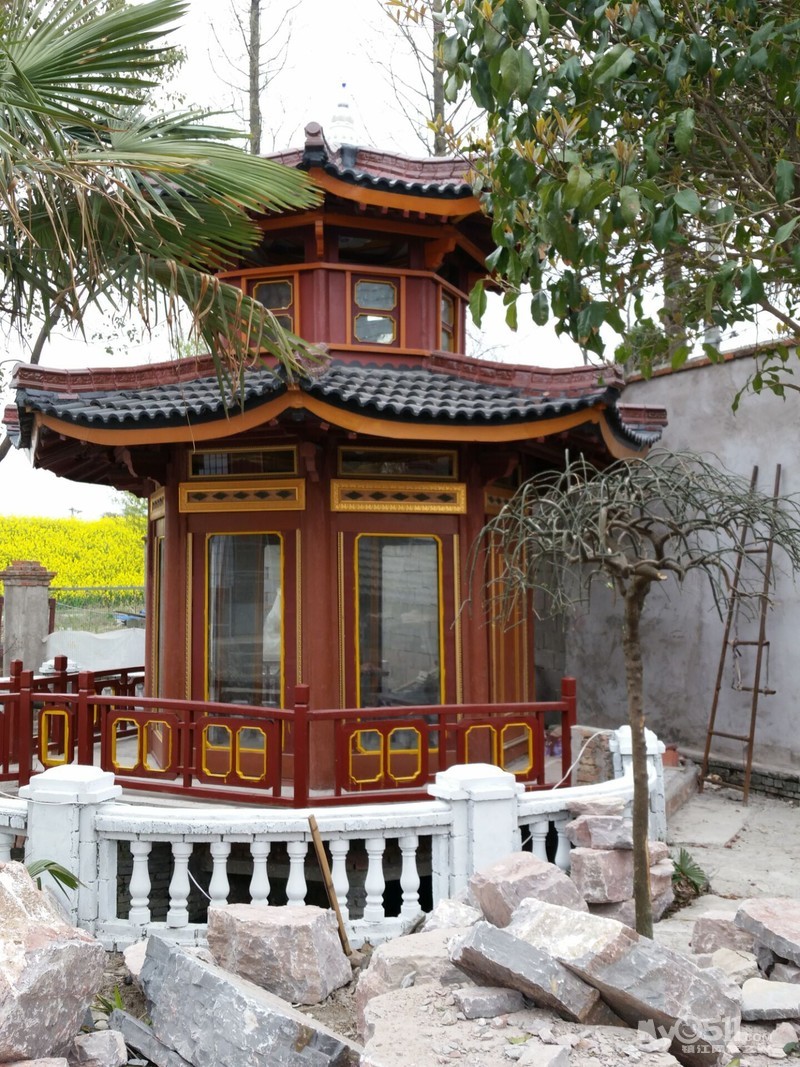 一天没有学过木瓦工的农民自己研发自建的八角亭子.一定要进来看一看!