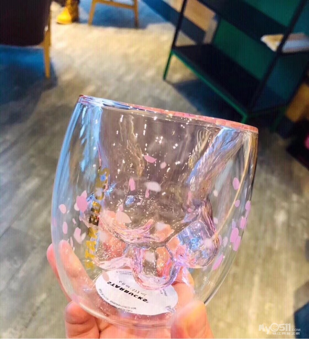 转全新starbucks 星巴克樱花季限定 粉色双层玻璃猫爪杯,128元转