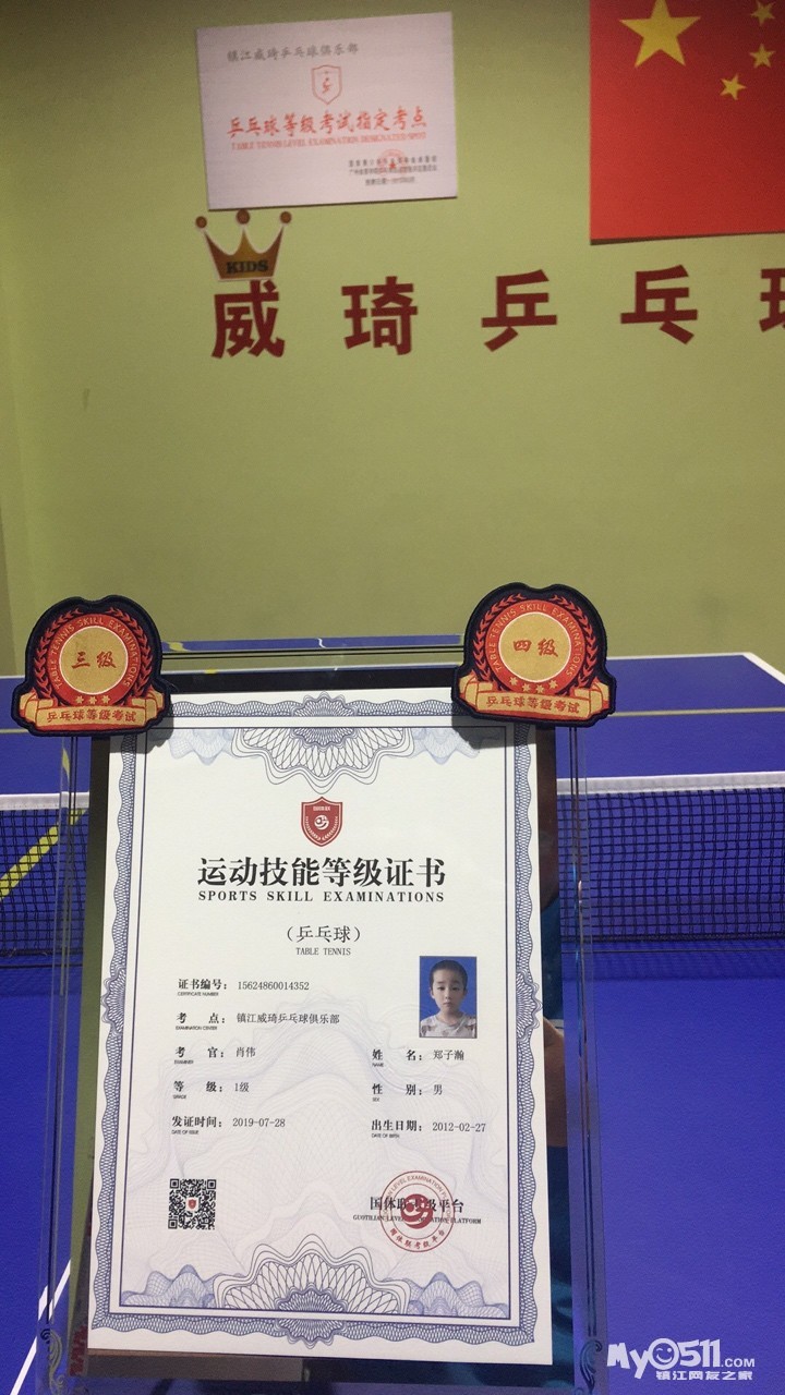7月28日全国青少年乒乓球等级考试证书已到,尽快领取